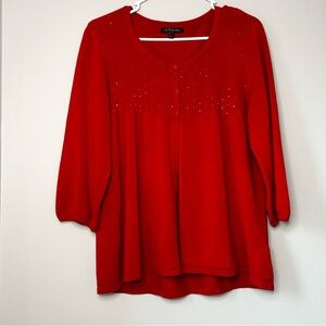 Pierri New York Vibrant Red Embellished Cardigan - Size L